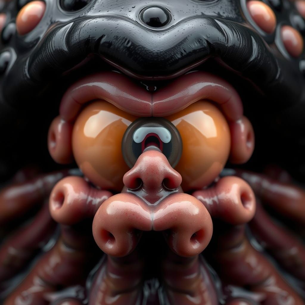 Surreal Black Pudding Portrait in a Dark Aesthetic