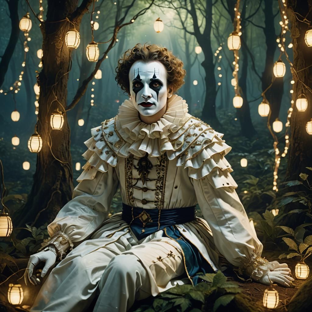 Pierrot in Mystical Forest: A Digital Matte Painting