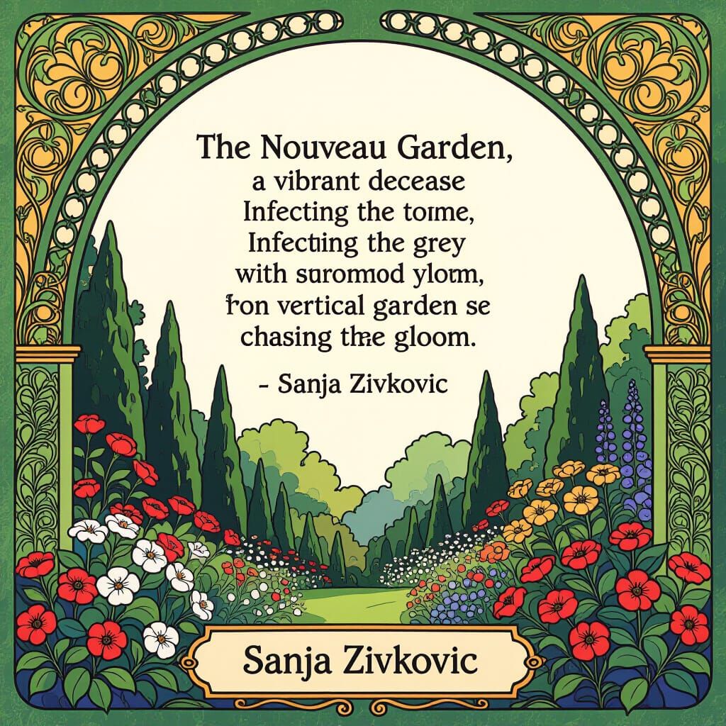 Art Nouveau Garden Blooms Infecting Cityscape