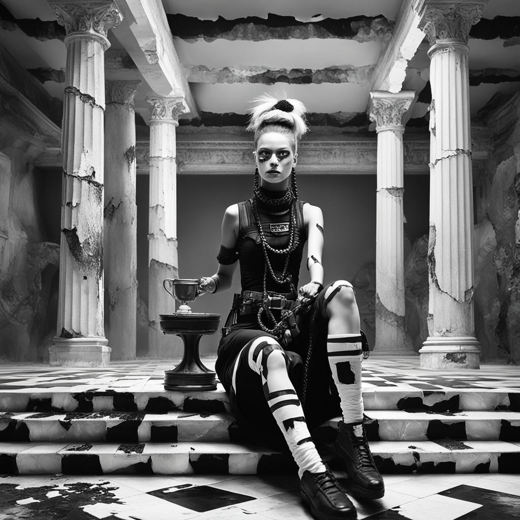 Cybergoth Model in Coffee Shop Art Exhibit