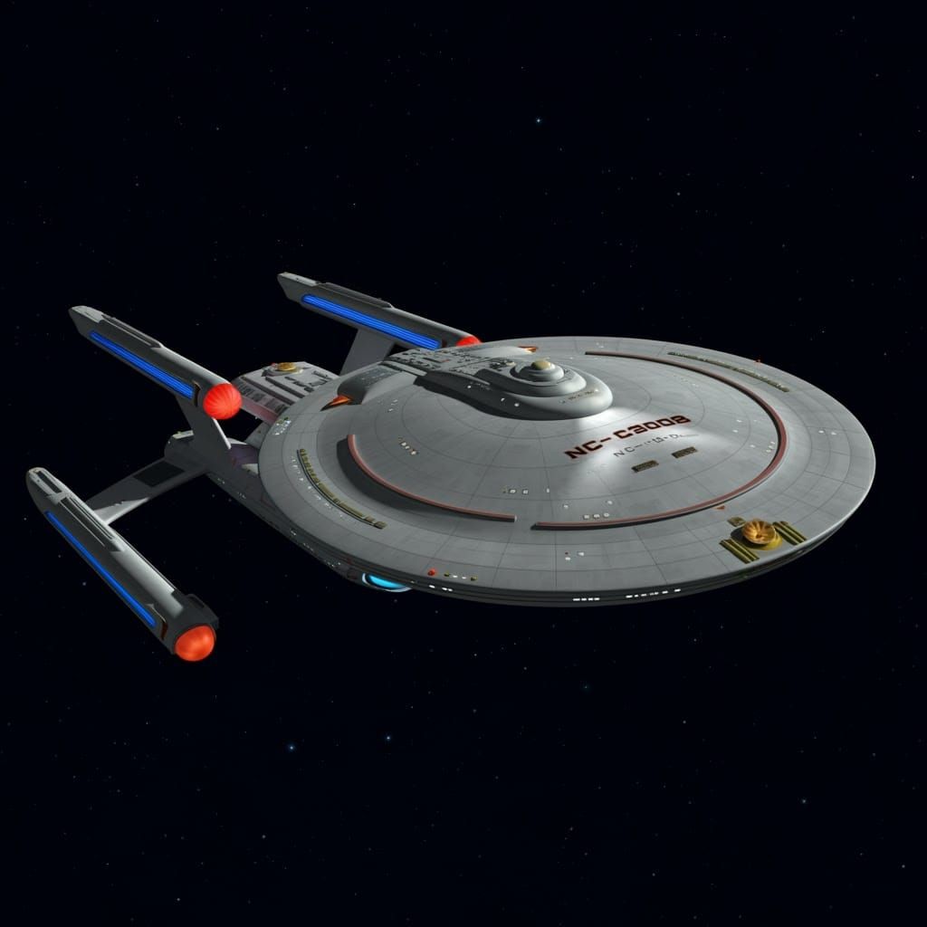 Sci-Fi Starship with Saucer and Delta Hull