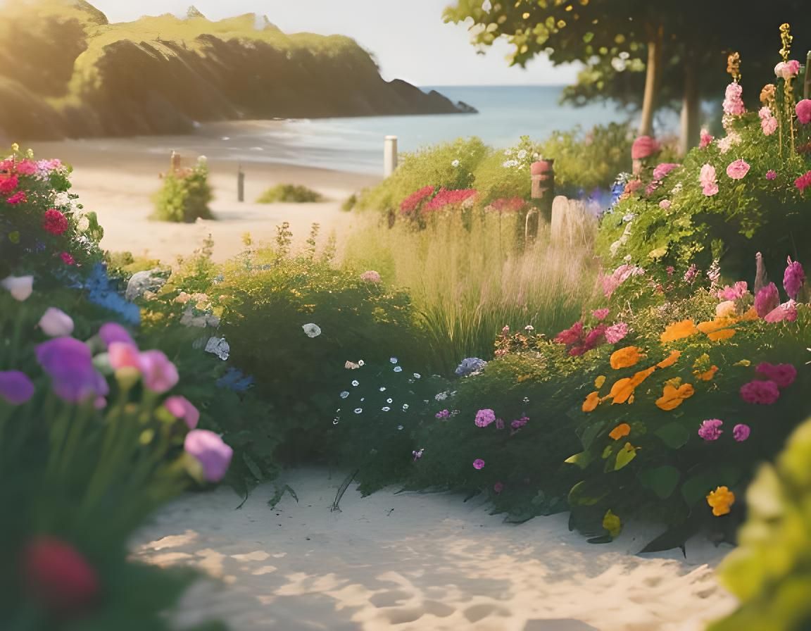 Seaside Garden in Dreamy Bokeh