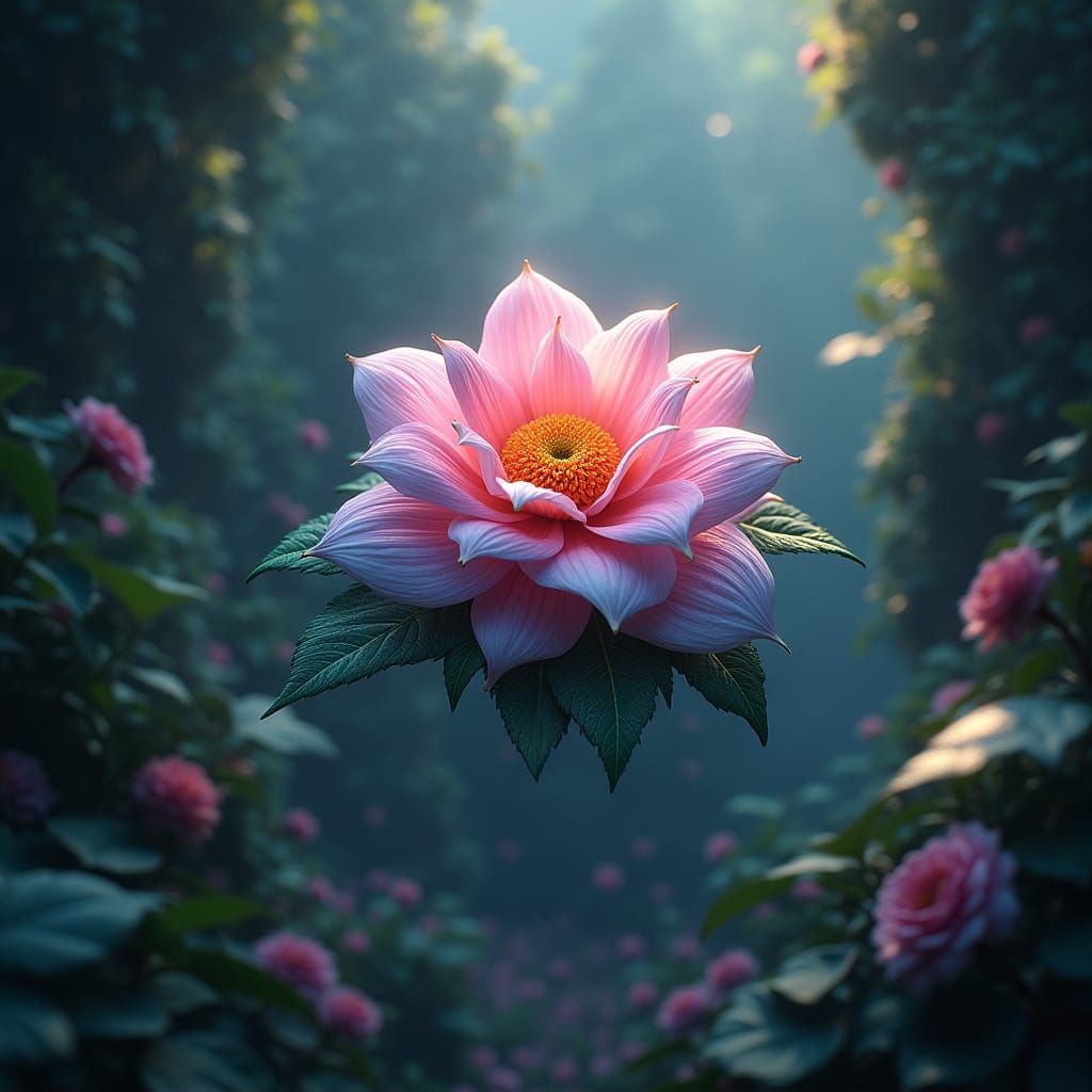 Fibonacci Flower in Jungle: Matte Painting Style