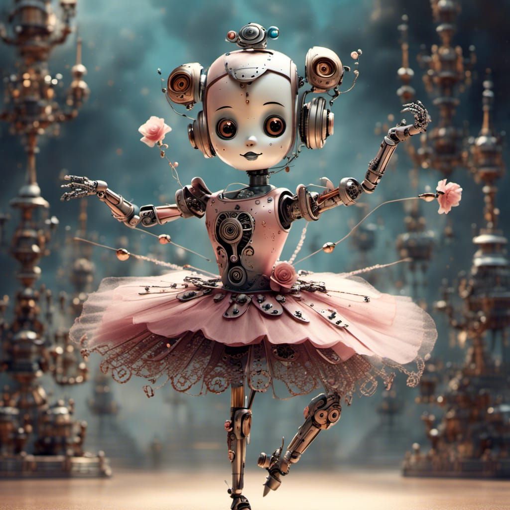 Anime Robot Ballerina in Manga Style