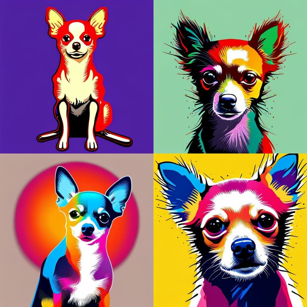 Pop Art Chihuahua Screen Print in 8k