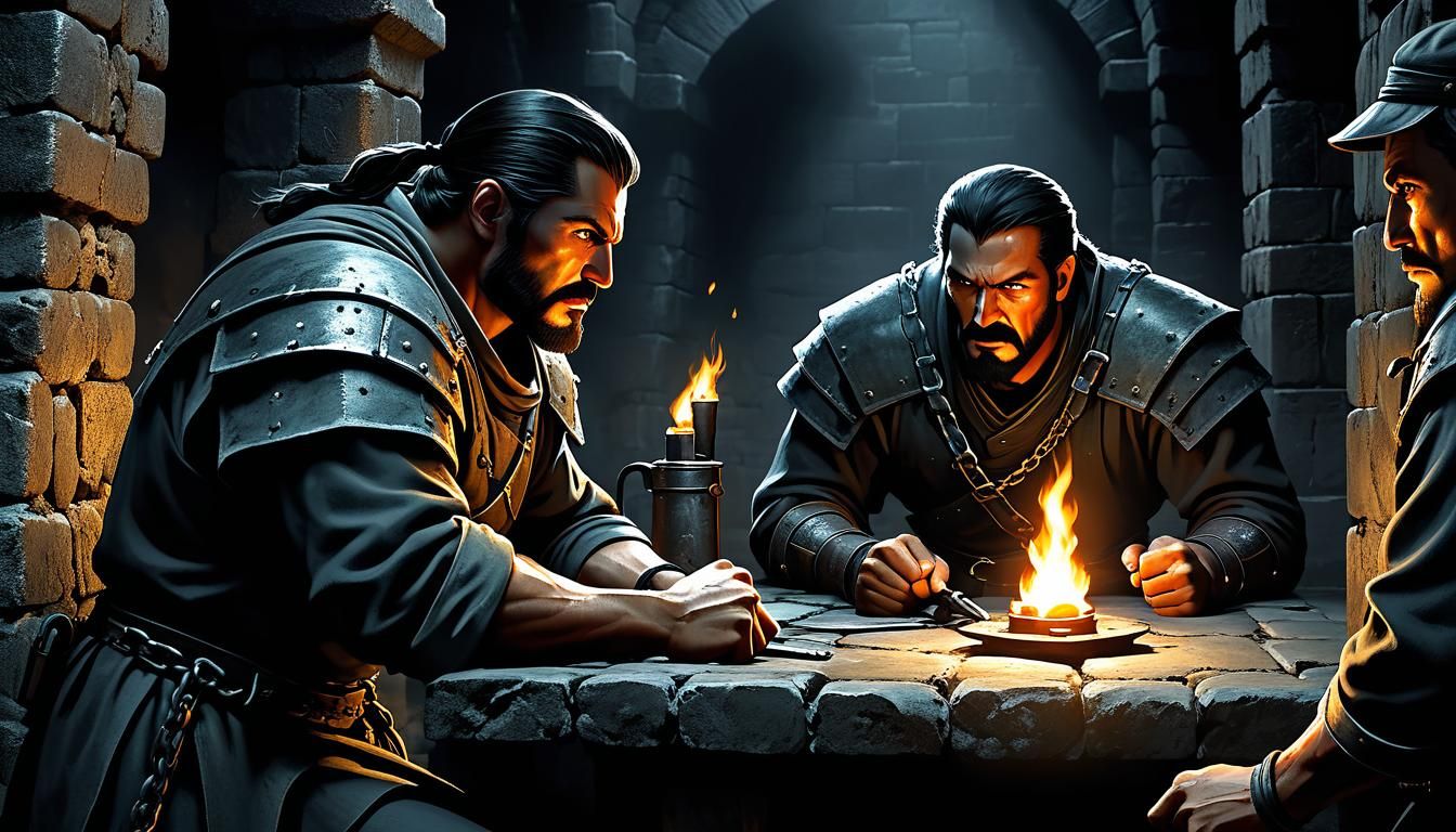 Dark Dungeon Interrogation Scene in Gothic Style