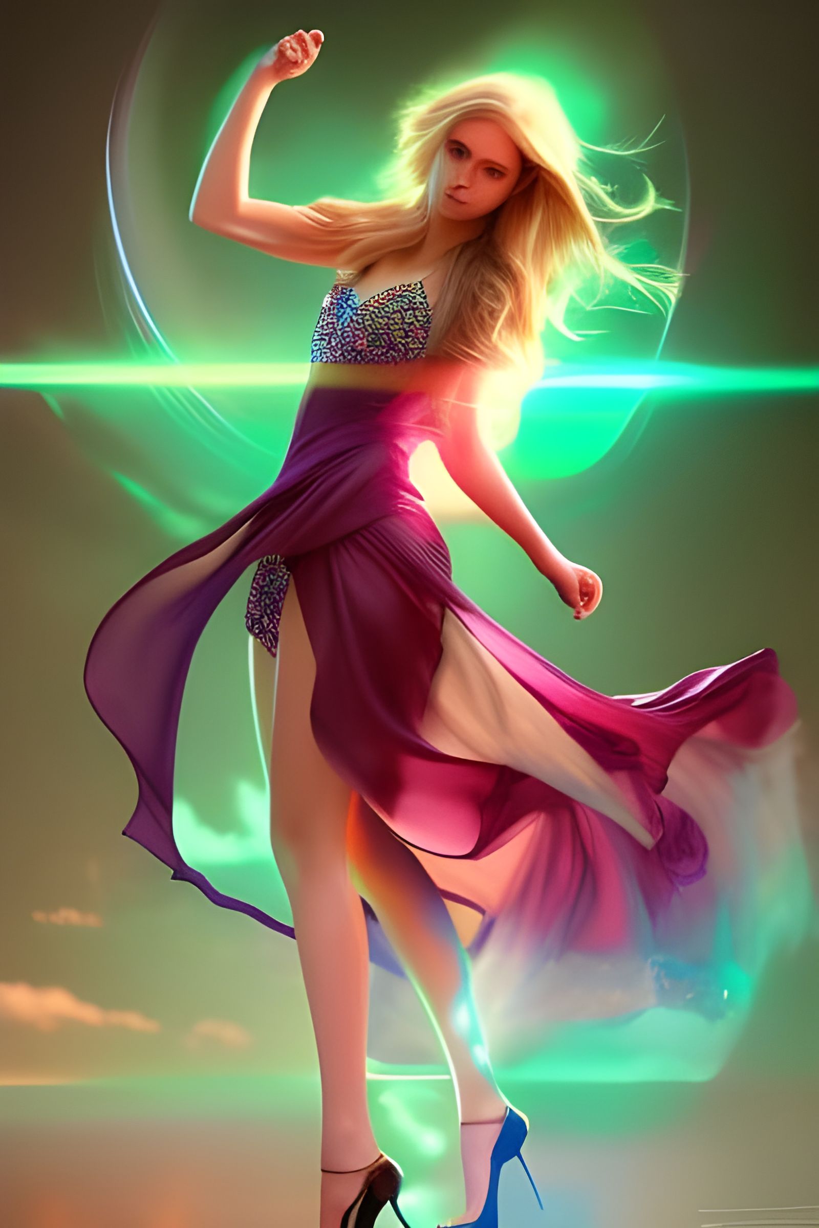 Girl with Blonde Hair and Glasses in Digital Art Style