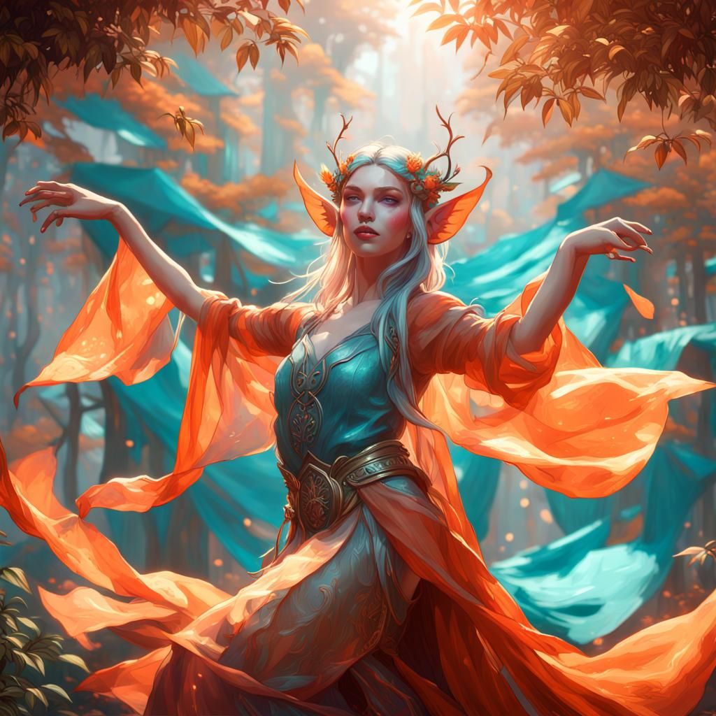 Elven Vixen Dancing in Heavenly Bamboo