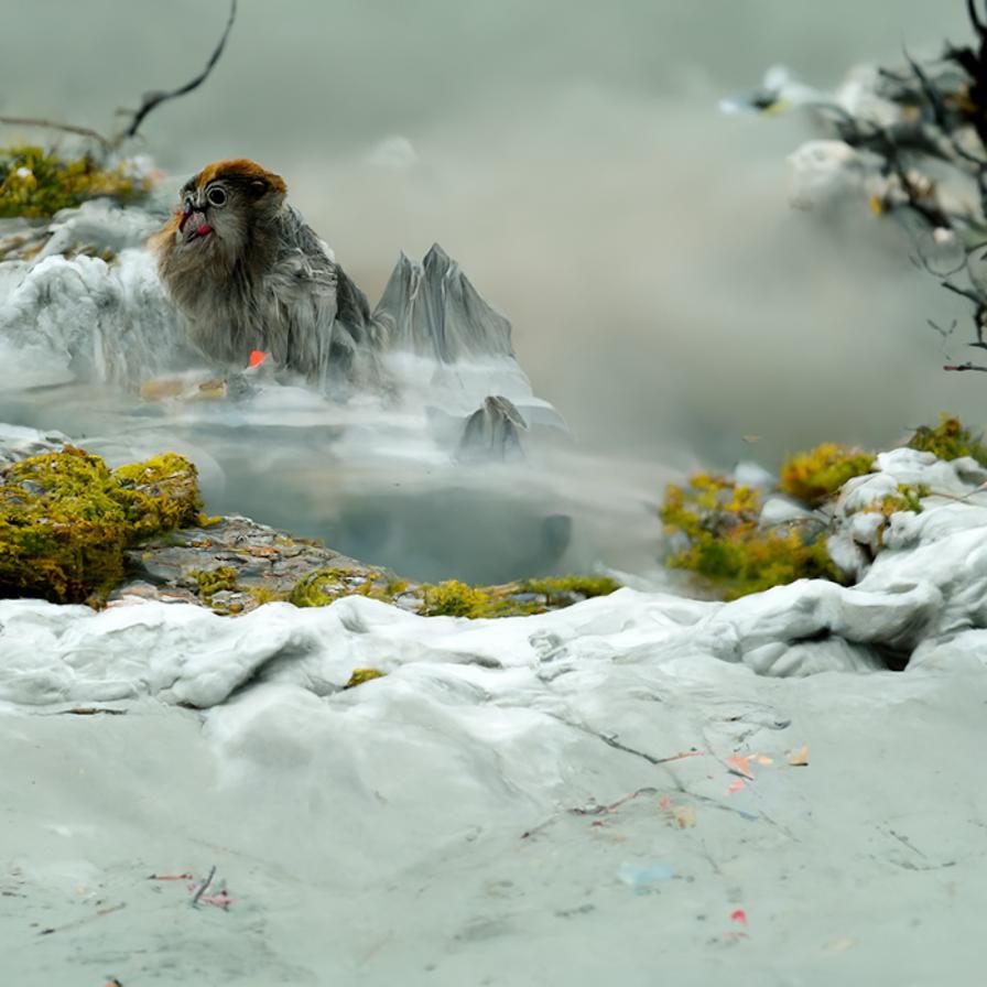 Snow Monkey in Tranquil Hot Springs