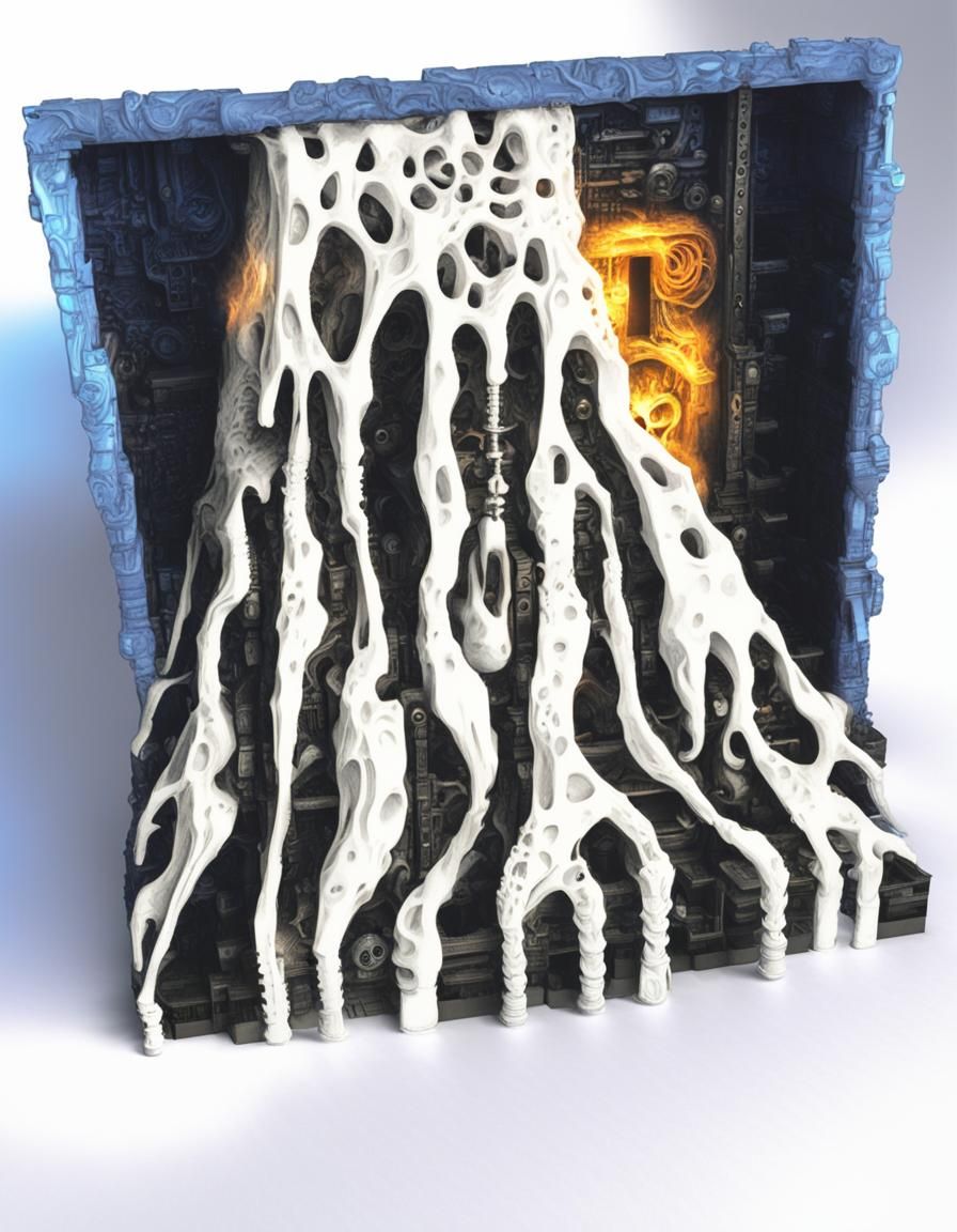 Steampunk Fractal Biomechanical Landscape in Giger Style