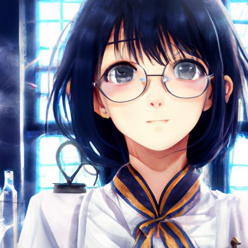 Anime Doctor Girl in Ghibli Style with Golden Light