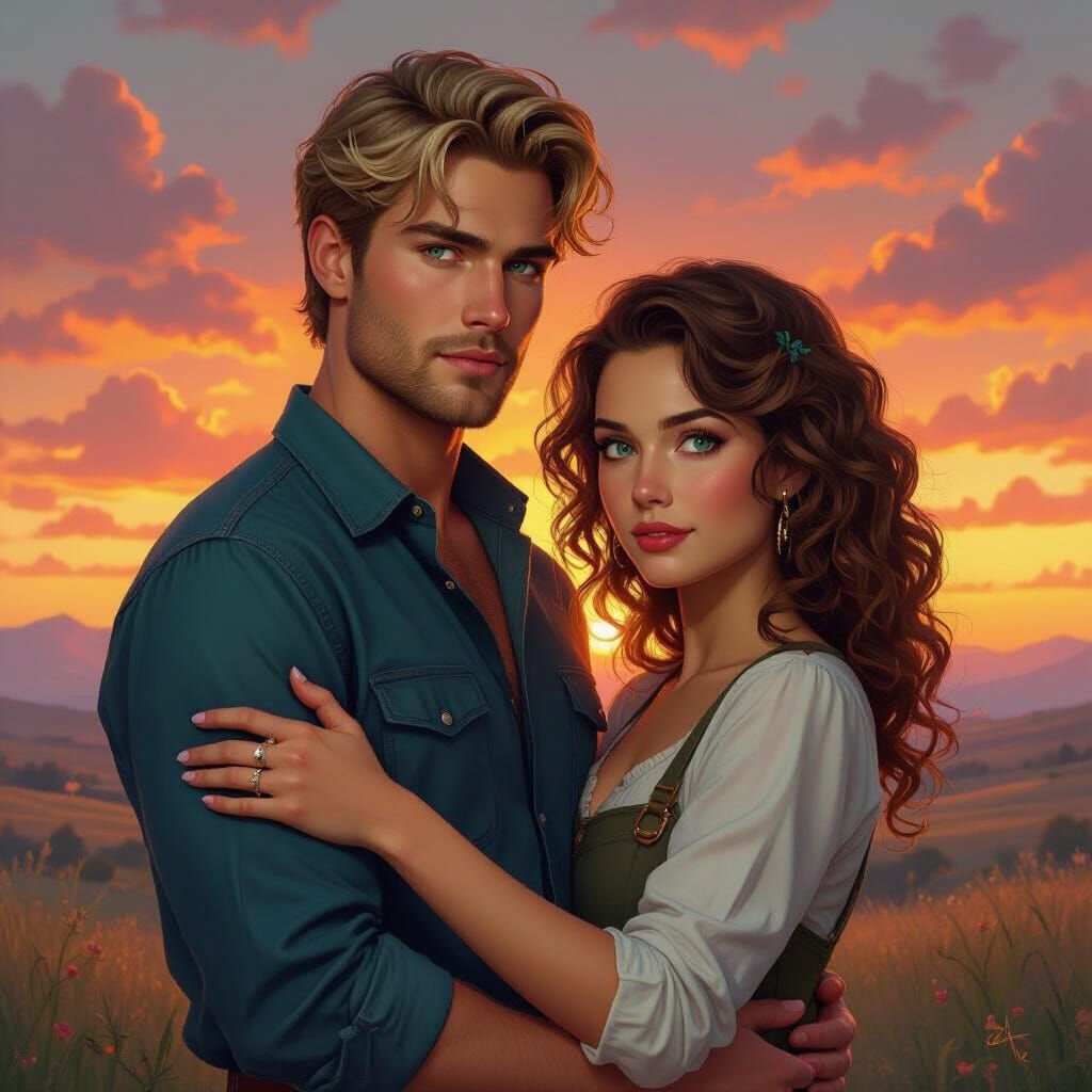 Sunset Embrace: Detailed Matte Painting in 8k