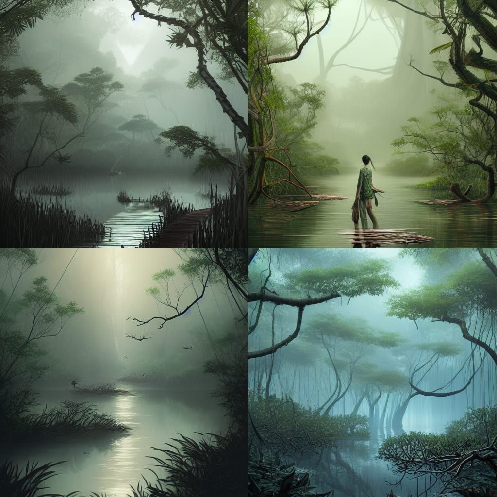 Malaysian Mangrove Forest: Detailed Digital Illustration