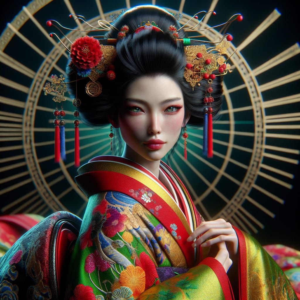 Ryukyuan Goddess Amamikyu in Edo Era Kimono