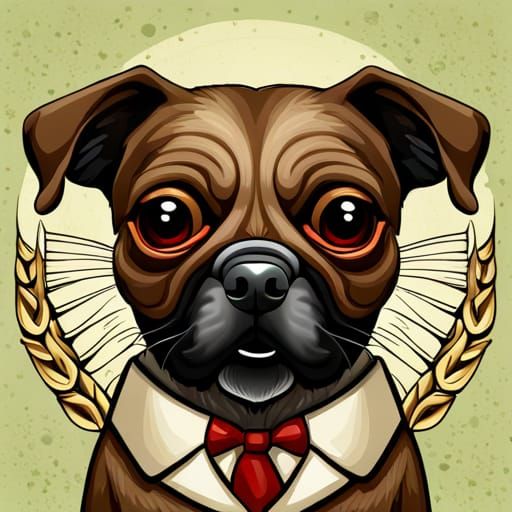 Steampunk Cartoon Pug Portrait