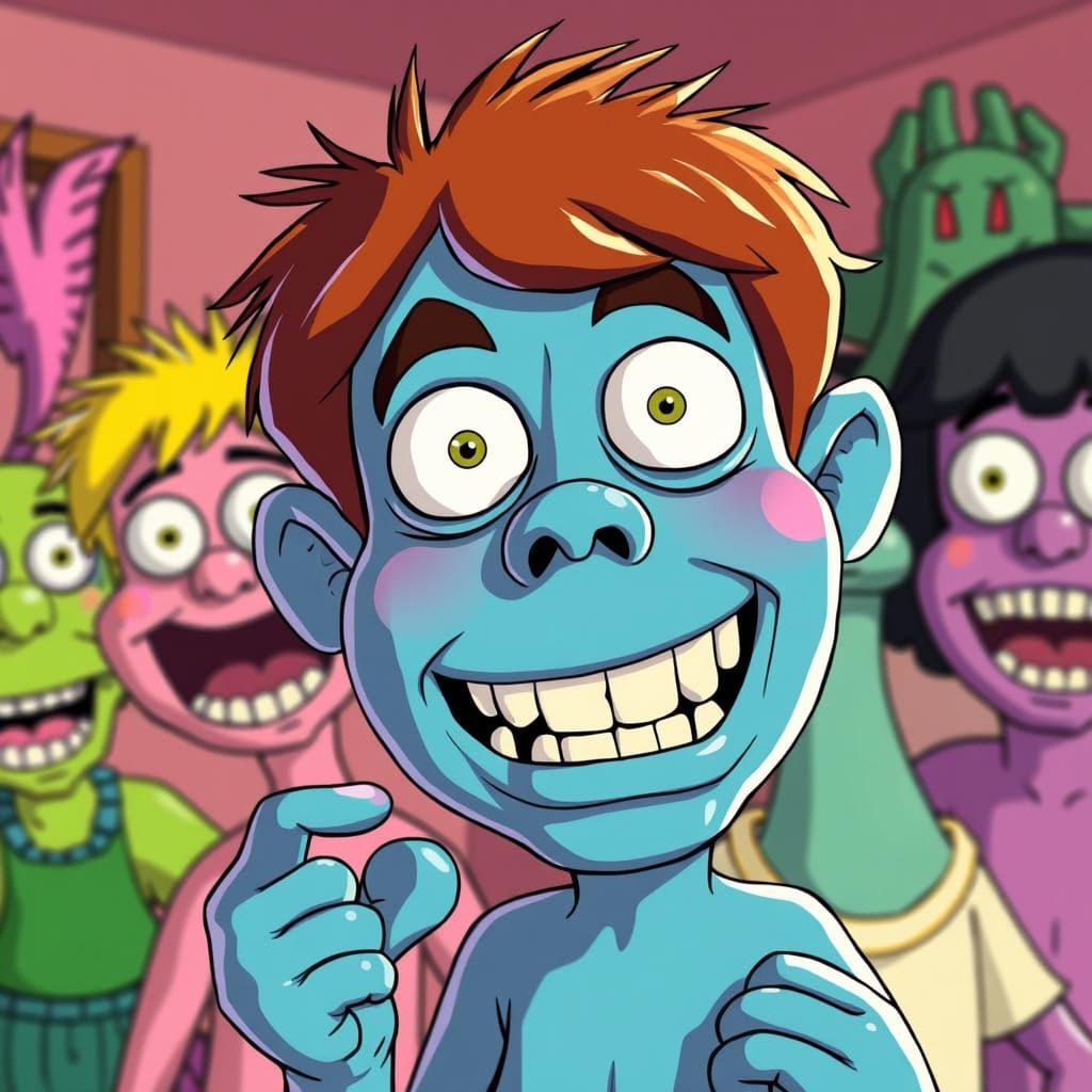 Vibrant Cartoon Characters with 80s Aesthetic