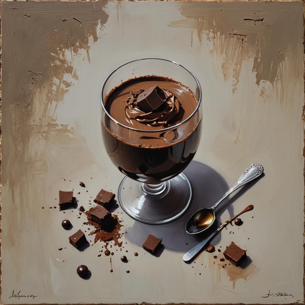 Chocolate Mousse as Oil Painting