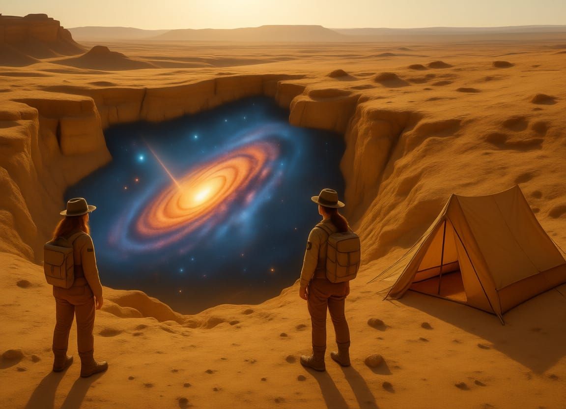 Desert Archeologists Discover Buried Galaxy in Sepia Tone