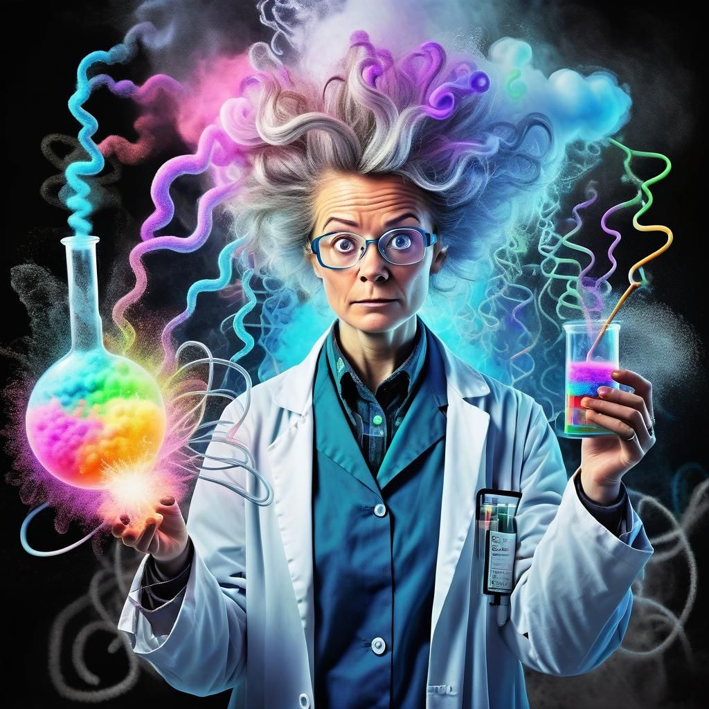 Crazy female scientist, experiment gone wrong