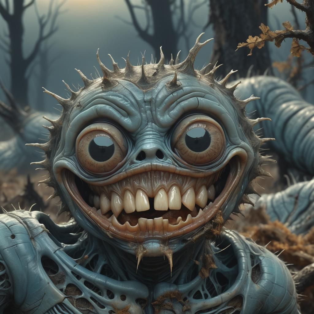 Surreal Deformed Baby Portrait in Biomechanical Style