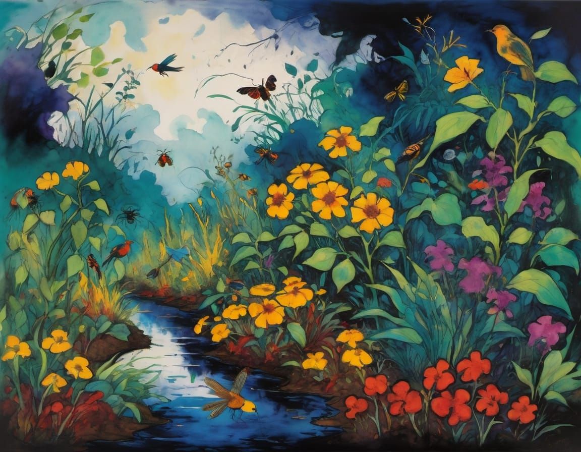 Entangled Bank in Expressionist Style