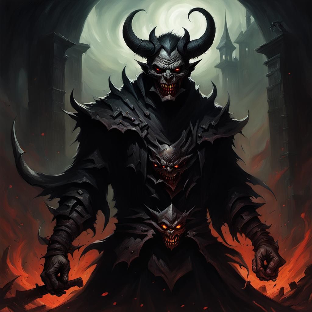 Sinister Demon Shadow Torturer in Dark Fantasy Style