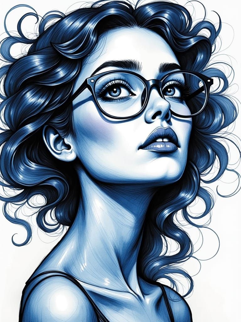 Woman in Contemplative Pencil Sketch