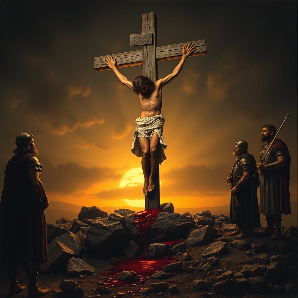Tragic Sunrise on Golgatha: A Chiaroscuro Masterpiece