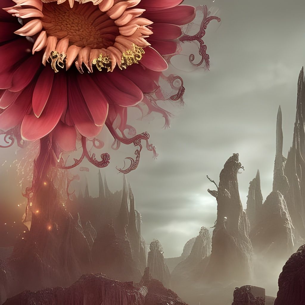 Dramatic Demonic Flower Digital Painting