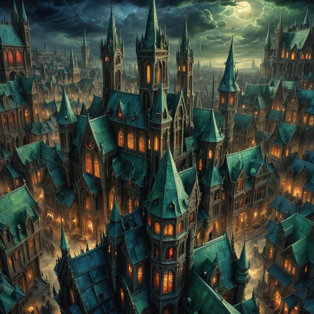Magical Haunted House in Dark Fantasy Style