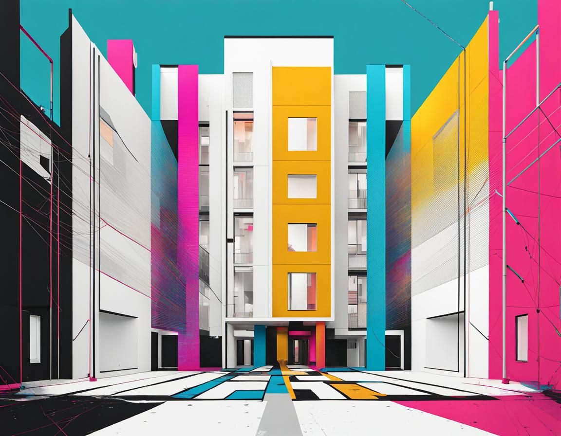 White Street: Geometric Bauhaus Pop Art in 8K