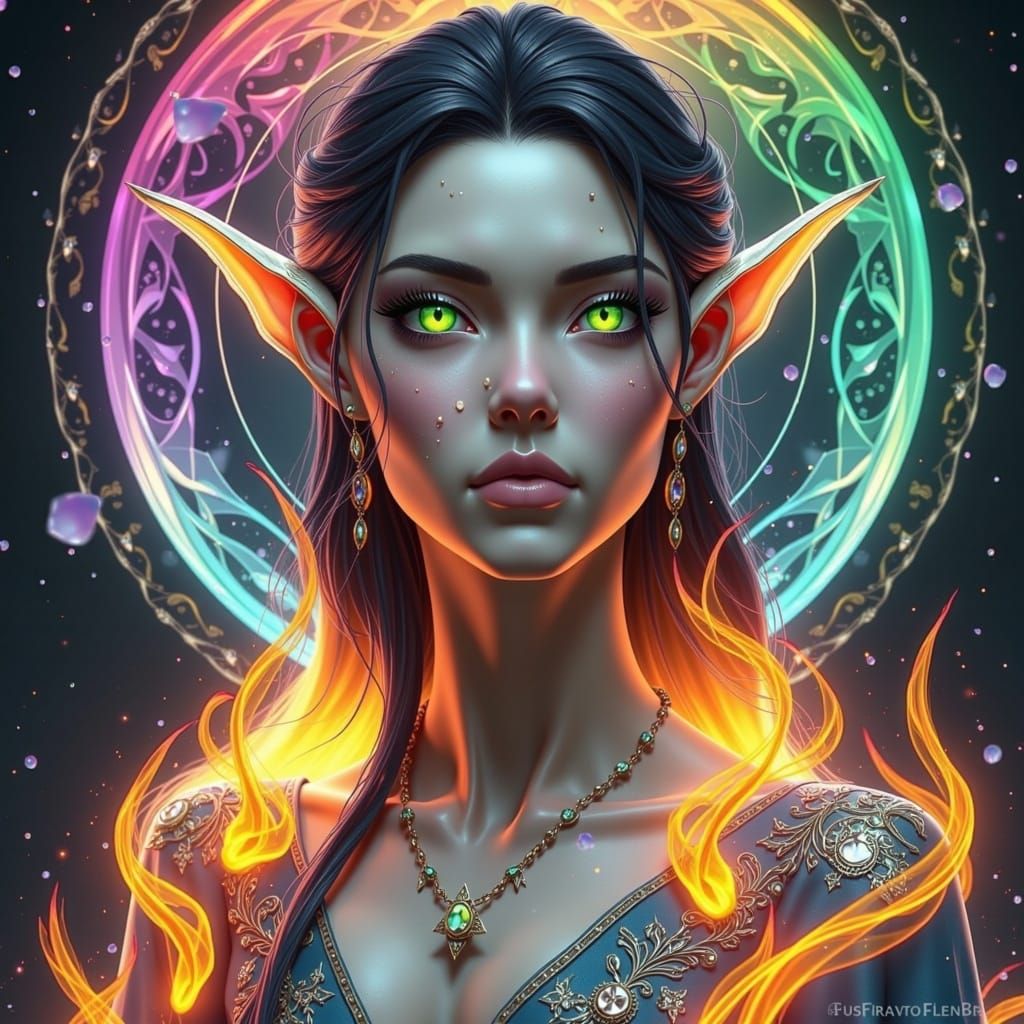 Ethereal Battle Elven Princess with Dragon Essence in Vibran...