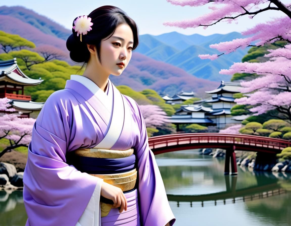 Princess Murasaki in Lilac Kimono with Kintsugi