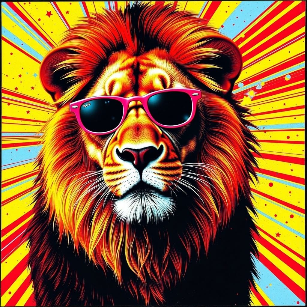 Lion in Sunglasses: A Pop Art Portrait