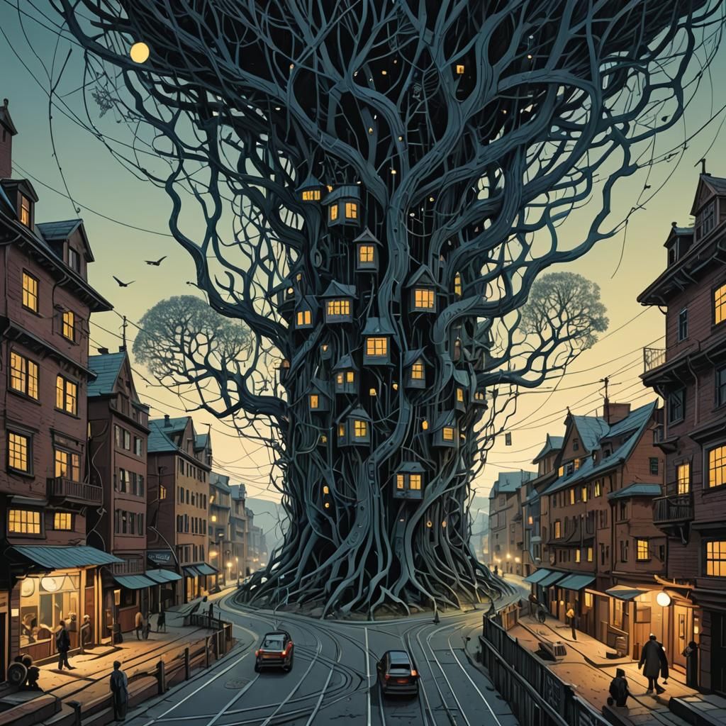 Mutation Network: Branching Diagram in Sci-Fi Style