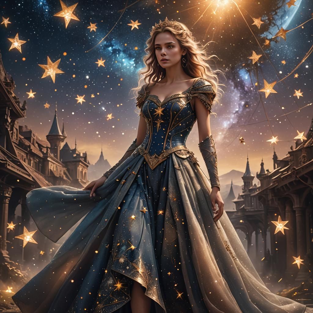 Fantasy Girl in Star Dress: Digital Matte Painting