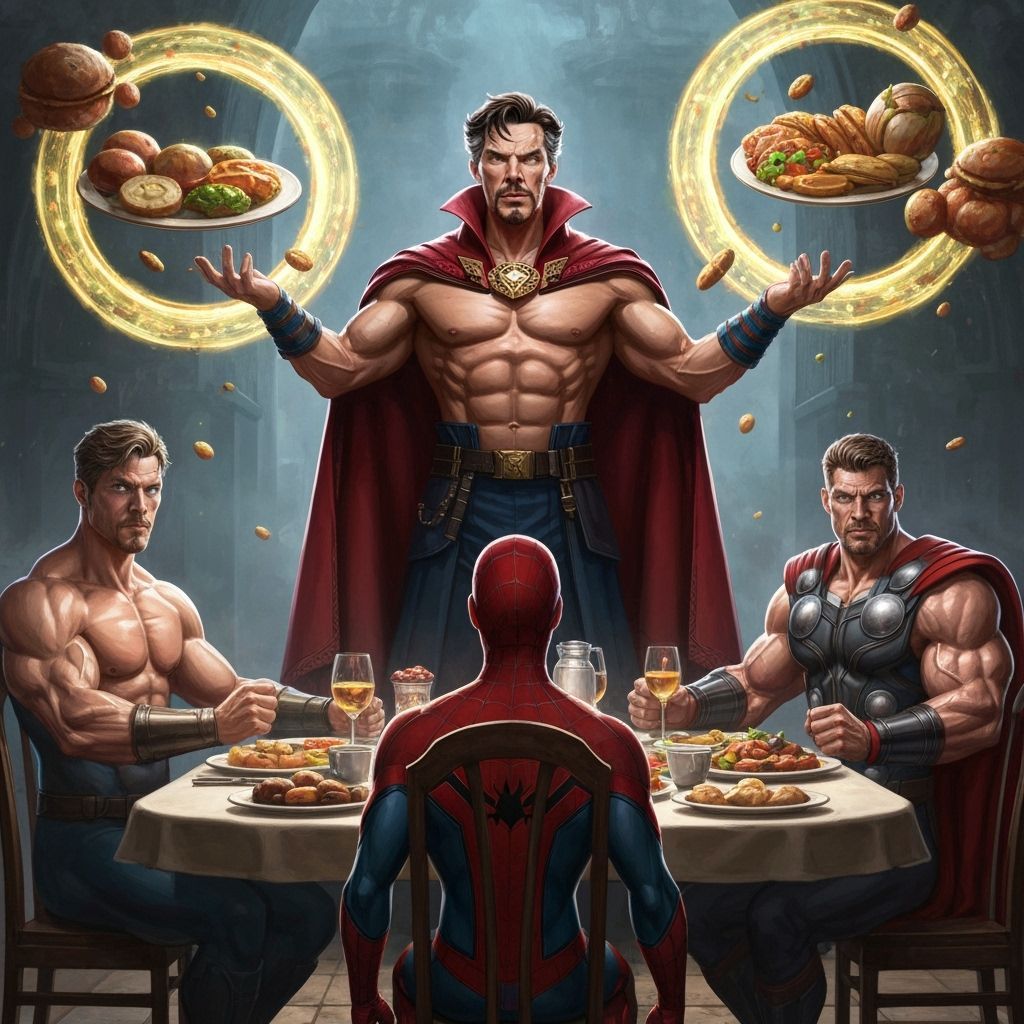 Muscular Superheroes Feast in High-Fantasy Concept Art
