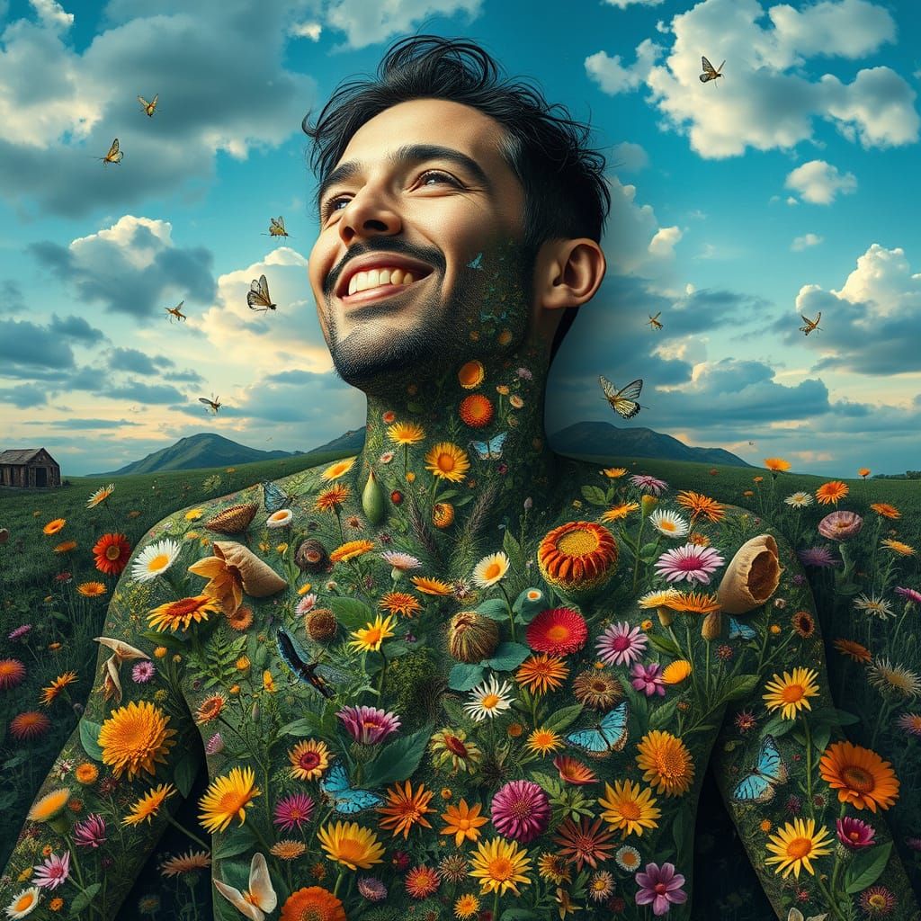 Man as Interconnected Ecosystem Bio-Art Collage