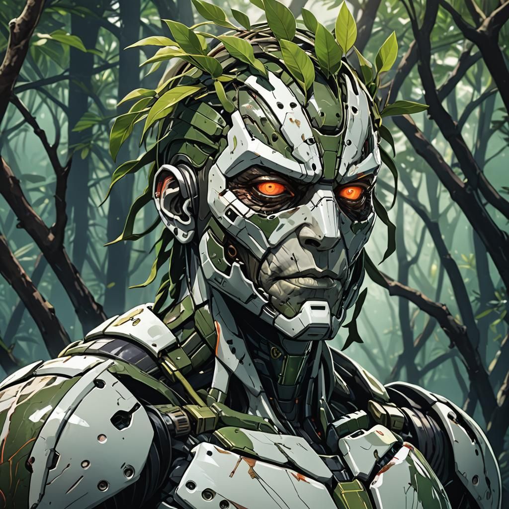 Mangrove Cyborg Hybrid Portrait in Anime Style