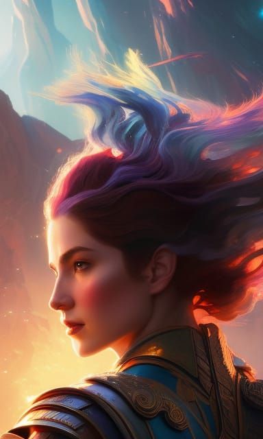 Detailed Elf Wizard Portrait in Gouache Style