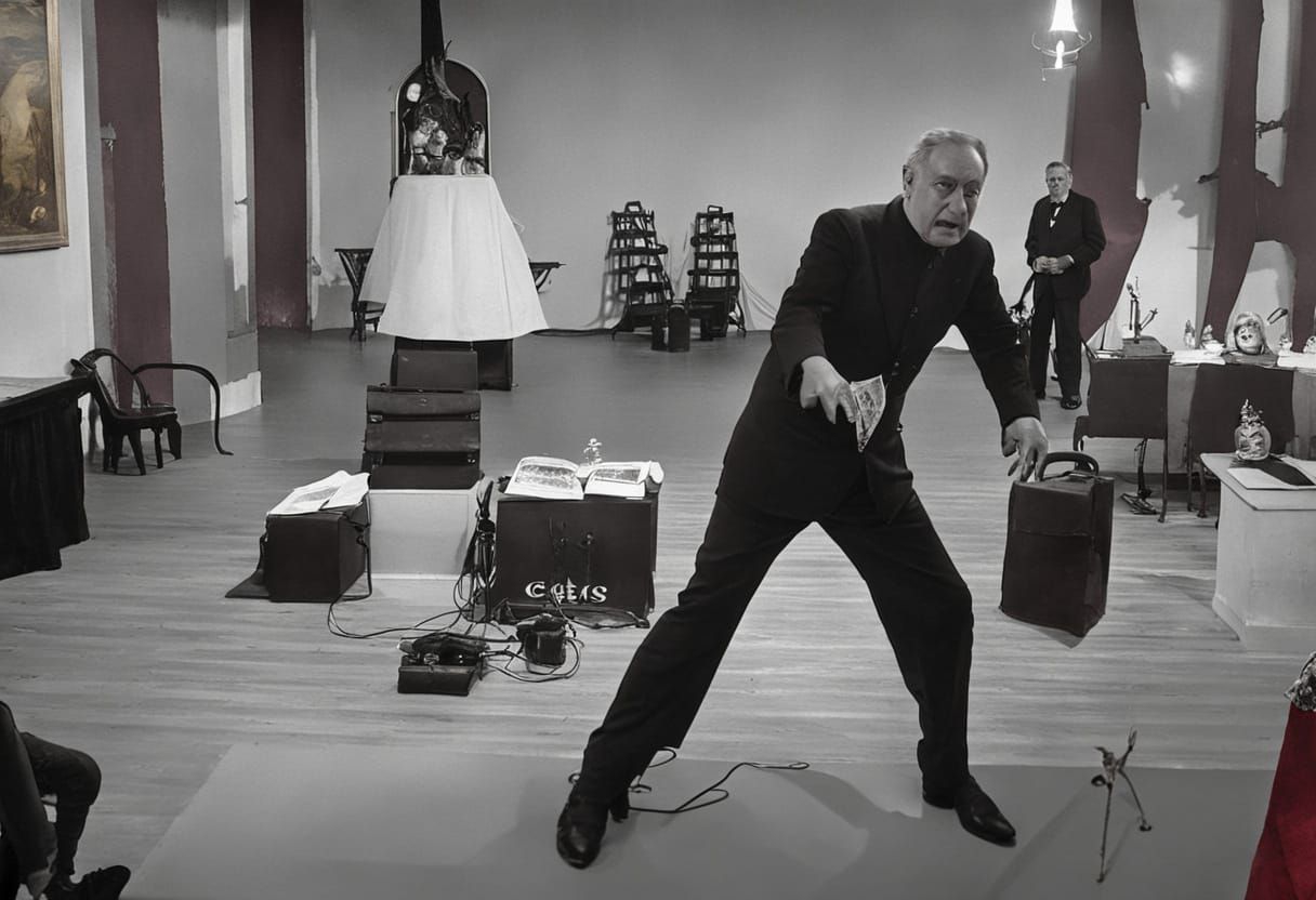 Vintage Photo of President Meeting Satan in Smoky Atmosphere