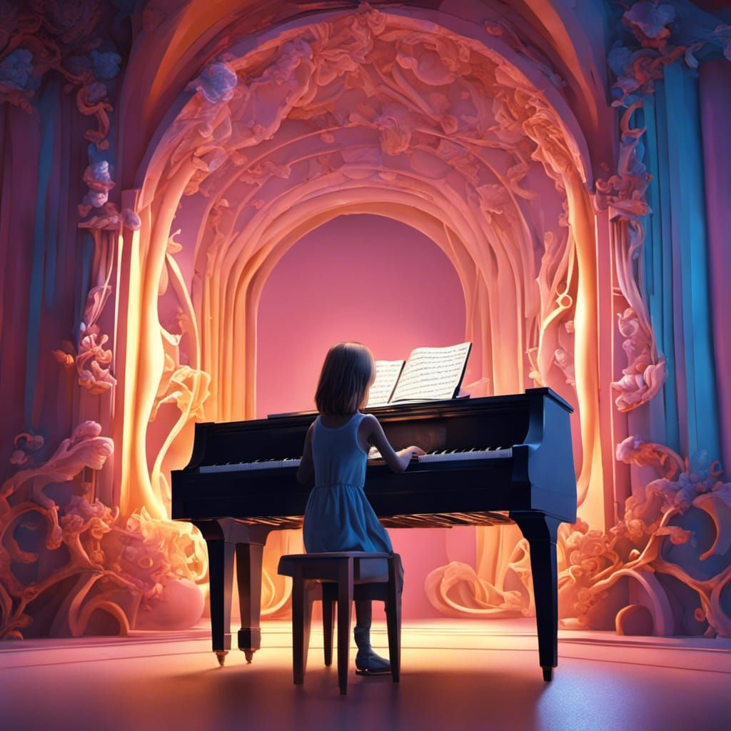 A girl playing piano