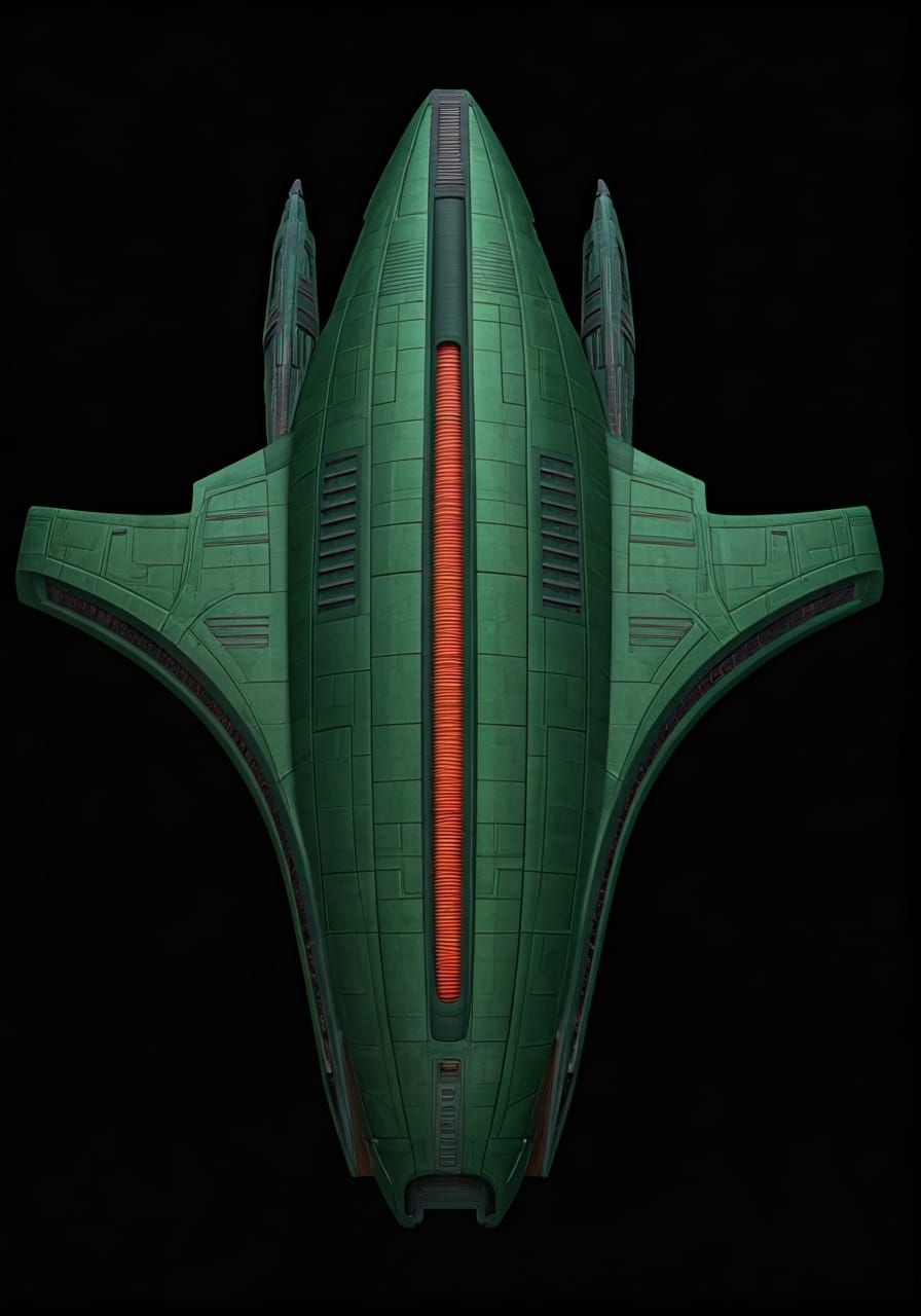Hyper-Advanced Green Romulan Warbird Top View
