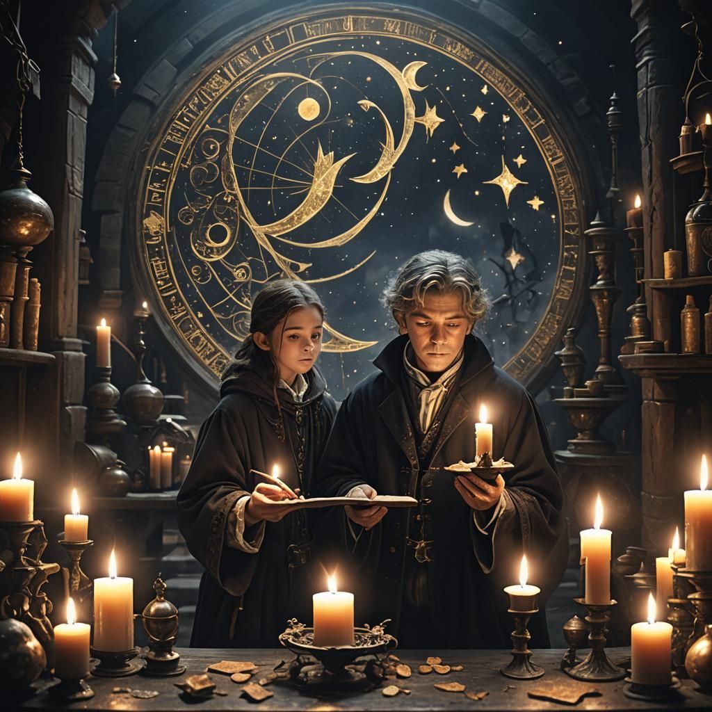 Epic Alchemist Teaching Apprentice by Candlelight