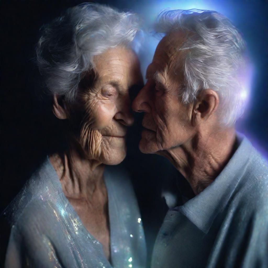 Grandmother Dances with Holographic Young Man