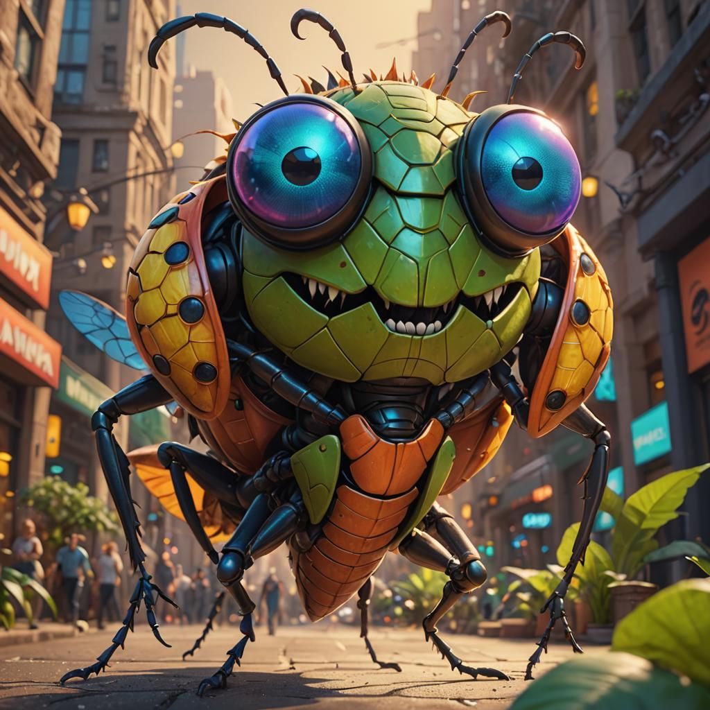 Giant Insect Character Dancing, Pixar Style