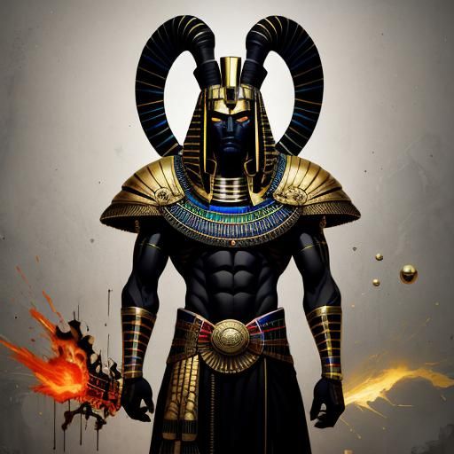 Fearsome Egyptian God Ra in Graffiti Art Style