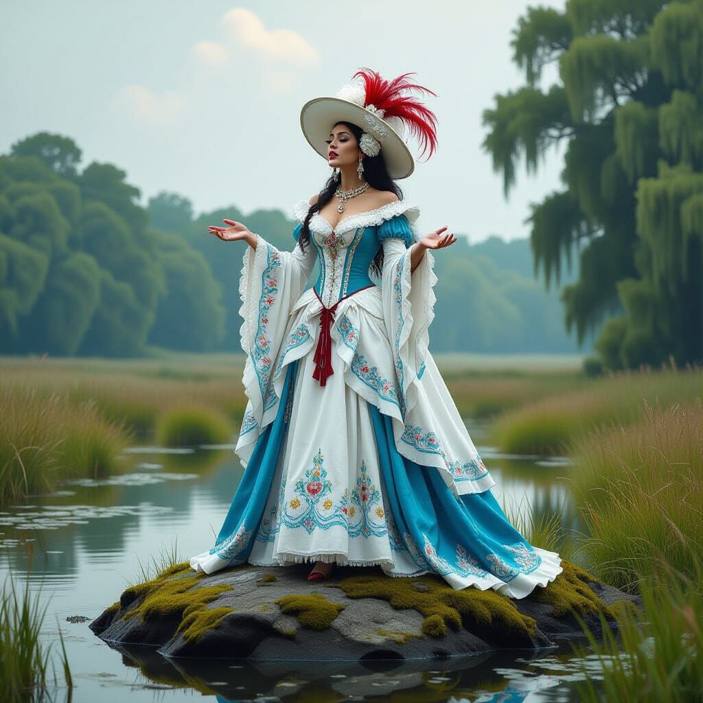 Enchanting Voodoo Queen in a Serene Meadow