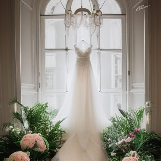 Elegant Bridal Shop Interior with Wedding Gowns