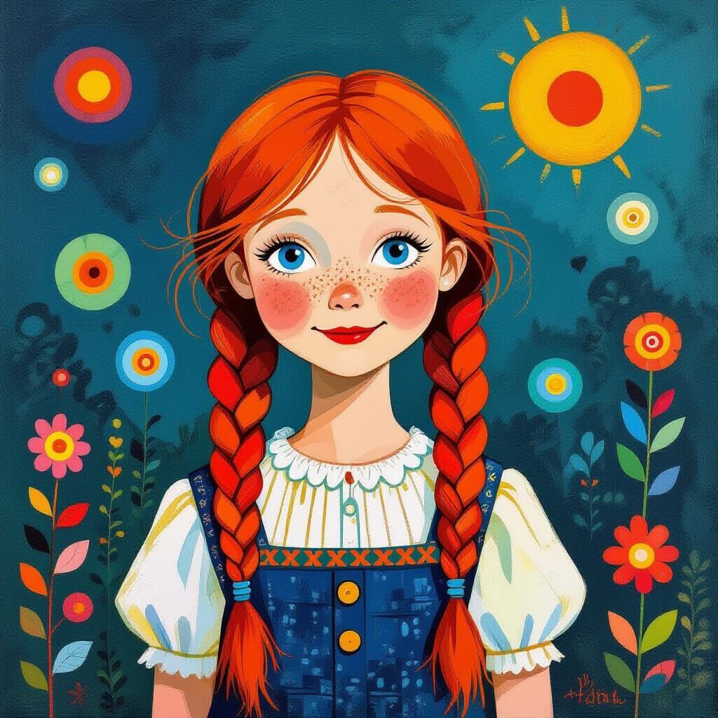 Pippi Longstocking in Abstract Whimsical Style